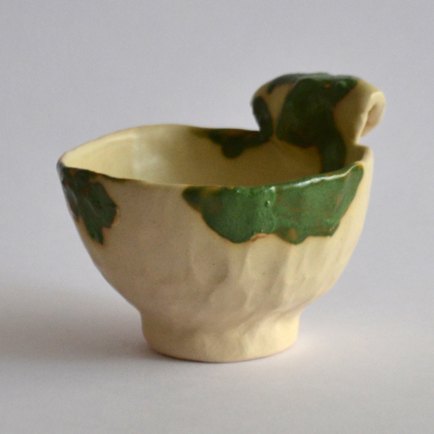 white green stoneware cup